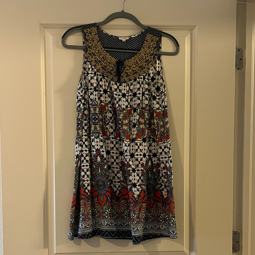 Floral Sleeveless Top with yellow Accents